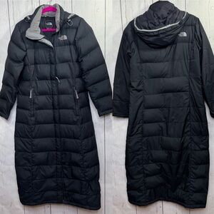The North Face Black Long Down Quilted Puffer Coat Hooded M Gorpcore Outdoor